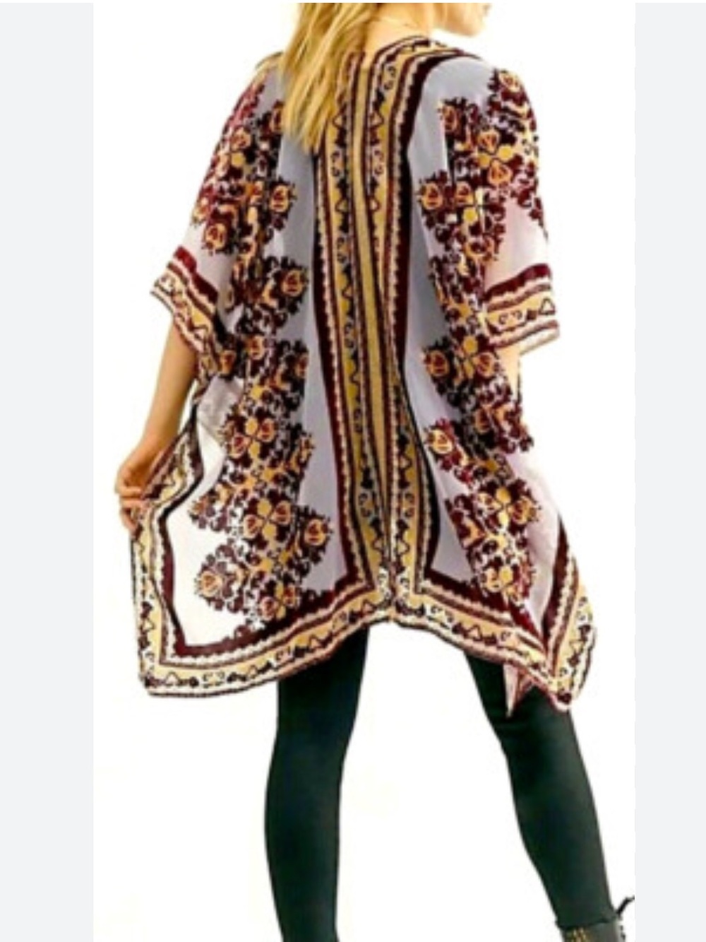 Free People Velvet Floral Kimono OS